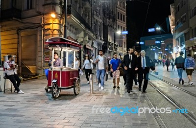 Istanbul, Turkey - May 24 : People Out And About At Night In Istanbul Turkey On May 24, 2018. Unidentified People Stock Photo