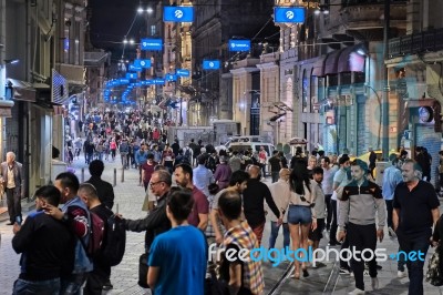 Istanbul, Turkey - May 24 : People Out And About At Night In Istanbul Turkey On May 24, 2018. Unidentified People Stock Photo