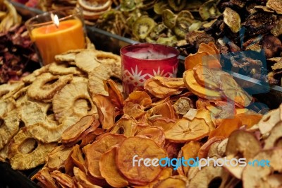 Istanbul, Turkey - May 25 : Dried Fruit For Sale In The Spice Bazaar In Istanbul Turkey On May 25, 2018 Stock Photo