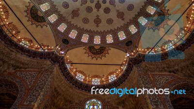 Istanbul, Turkey - May 26 : Interior View Of The Blue Mosque In Stock Photo