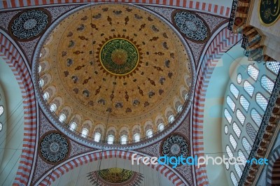 Istanbul, Turkey - May 28 : Interior View Of The Suleymaniye Mosque In Istanbul Turkey On May 28, 2018 Stock Photo