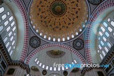 Istanbul, Turkey - May 28 : Interior View Of The Suleymaniye Mosque In Istanbul Turkey On May 28, 2018 Stock Photo