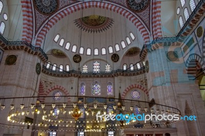 Istanbul, Turkey - May 28 : Interior View Of The Suleymaniye Mosque In Istanbul Turkey On May 28, 2018 Stock Photo