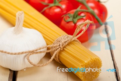 Italian Basic Pasta Ingredients Stock Photo