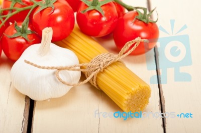 Italian Basic Pasta Ingredients Stock Photo