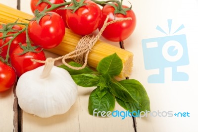 Italian Basic Pasta Ingredients Stock Photo