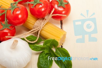 Italian Basic Pasta Ingredients Stock Photo