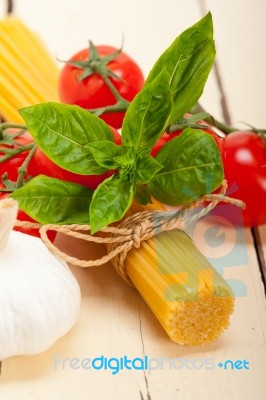 Italian Basic Pasta Ingredients Stock Photo