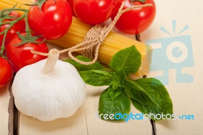 Italian Basic Pasta Ingredients Stock Photo