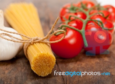 Italian Basic Pasta Ingredients Stock Photo