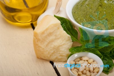 Italian Basil Pesto Sauce Ingredients Stock Photo