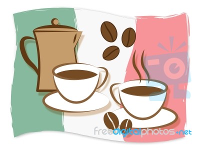 Italian Coffee Means Italy Drinks And Beverages Stock Image