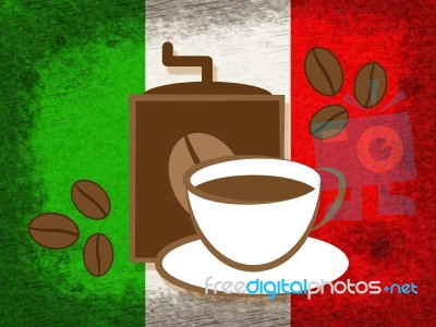 Italian Coffee Shows Cafeteria Beverage And Restaurant Stock Image