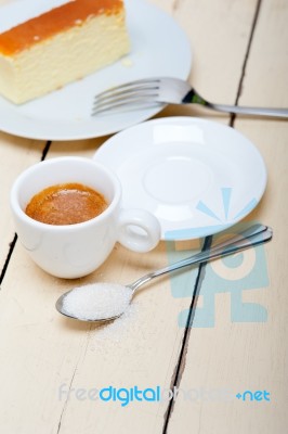 Italian Espresso Coffee And Cheese Cake Stock Photo