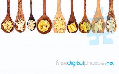 Italian Foods Concept And Menu Design. Various Kind Of Pasta Far… Stock Photo