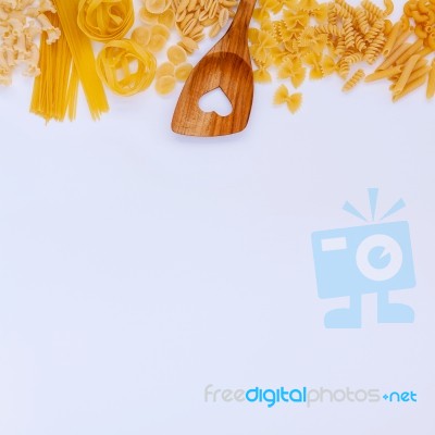 Italian Foods Concept And Menu Design. Various Kind Of Pasta Far… Stock Photo