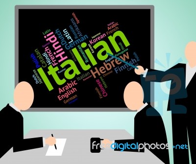 Italian Language Shows Foreign Translate And Vocabulary Stock Image