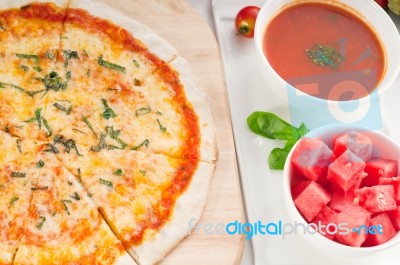 Italian Original Thin Crust Pizza Stock Photo