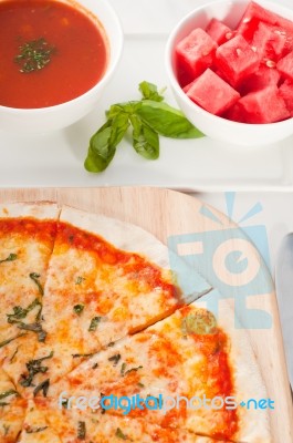 Italian Original Thin Crust Pizza Stock Photo