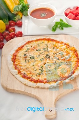 Italian Original Thin Crust Pizza Stock Photo