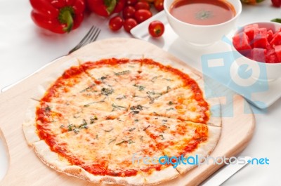 Italian Original Thin Crust Pizza Stock Photo