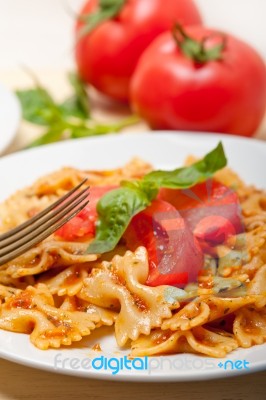 Italian Pasta Farfalle Butterfly Bow-tie And Tomato Sauce Stock Photo