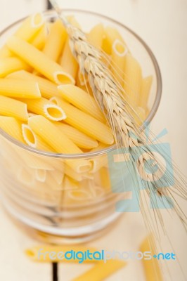 Italian Pasta Penne With Wheat Stock Photo