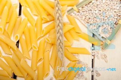 Italian Pasta Penne With Wheat Stock Photo