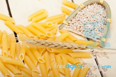 Italian Pasta Penne With Wheat Stock Photo