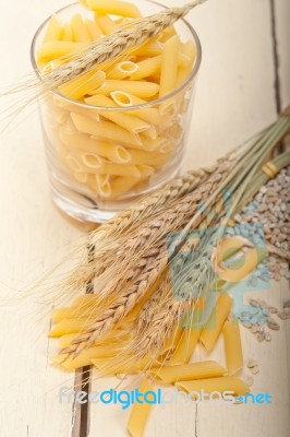 Italian Pasta Penne With Wheat Stock Photo