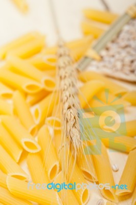 Italian Pasta Penne With Wheat Stock Photo