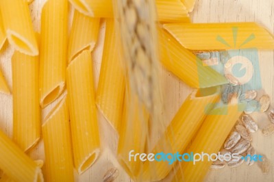 Italian Pasta Penne With Wheat Stock Photo