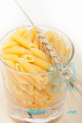 Italian Pasta Penne With Wheat Stock Photo