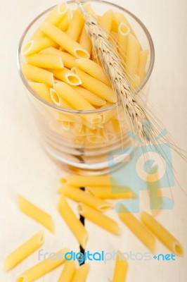 Italian Pasta Penne With Wheat Stock Photo