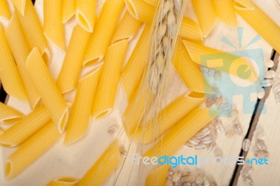 Italian Pasta Penne With Wheat Stock Photo