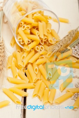 Italian Pasta Penne With Wheat Stock Photo