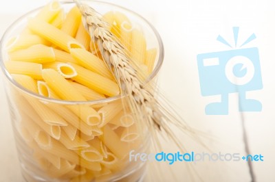 Italian Pasta Penne With Wheat Stock Photo