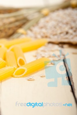 Italian Pasta Penne With Wheat Stock Photo