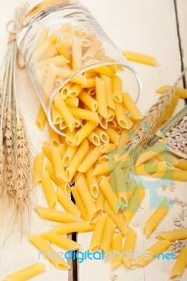 Italian Pasta Penne With Wheat Stock Photo