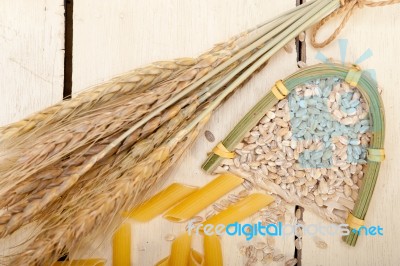 Italian Pasta Penne With Wheat Stock Photo