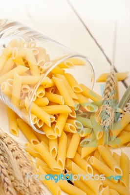 Italian Pasta Penne With Wheat Stock Photo