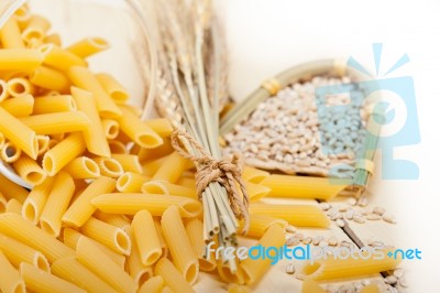 Italian Pasta Penne With Wheat Stock Photo