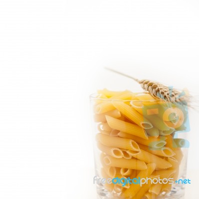 Italian Pasta Penne With Wheat Stock Photo