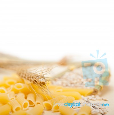 Italian Pasta Penne With Wheat Stock Photo