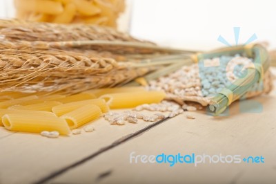 Italian Pasta Penne With Wheat Stock Photo