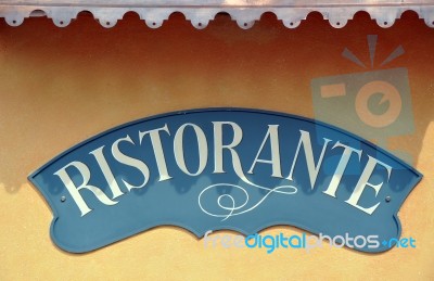 Italian Restaurant Sign With Room For Copy Space Stock Photo