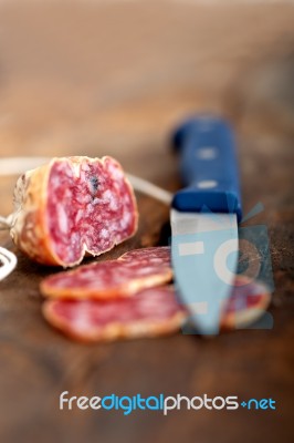 Italian Salame Pressato Pressed Slicing Stock Photo