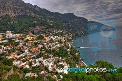 Italy Amalfi Coast And Ocean View Stock Photo