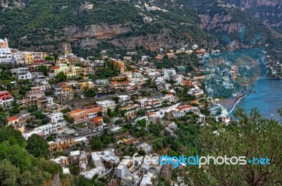 Italy Amalfi Coast And Ocean View Stock Photo