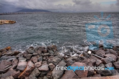 Italy Amalfi Coast And Ocean View Rocks On The Sea Stock Photo